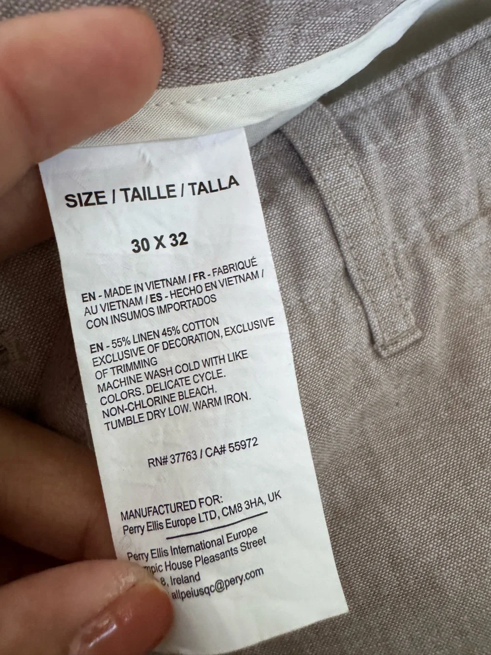 Perry Ellis Linen Drawstring Pants Relaxed Lightweight Casual 30x32